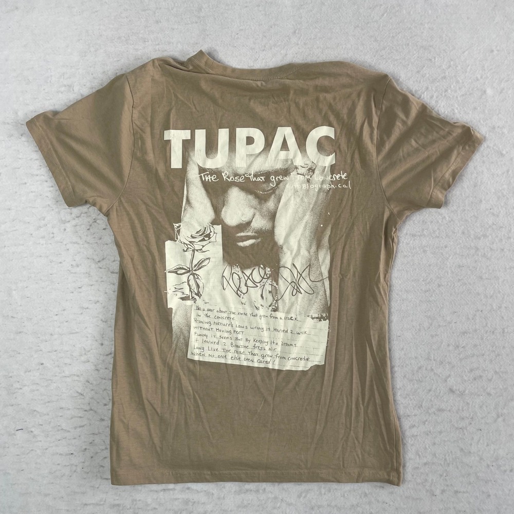 Bravado 2Pac T Shirt Mens Medium Tan‎ The Rose That Grew From Concrete Tee